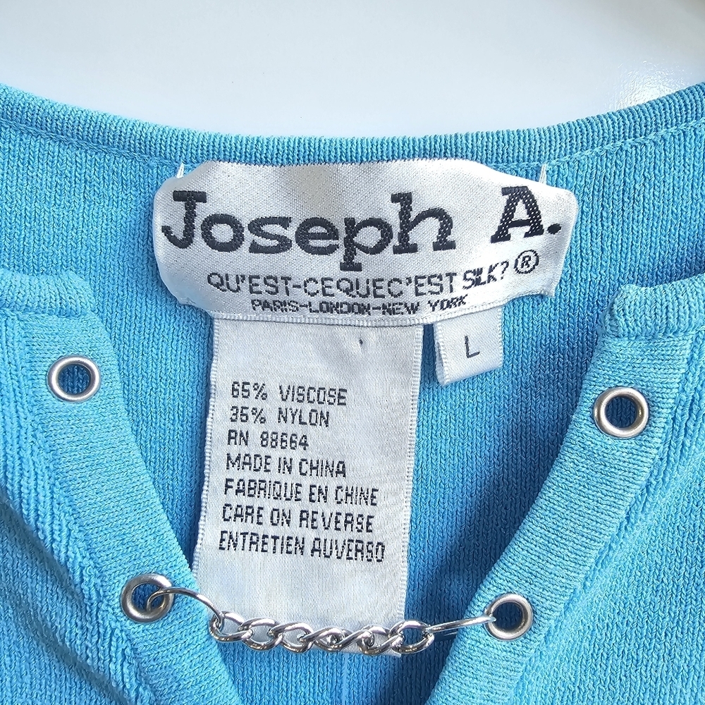 Vintage Y2k Turquoise Knit Top (Fits Small 16" P2p Tag L) Aqua Chain Grommet — image 3 of 8